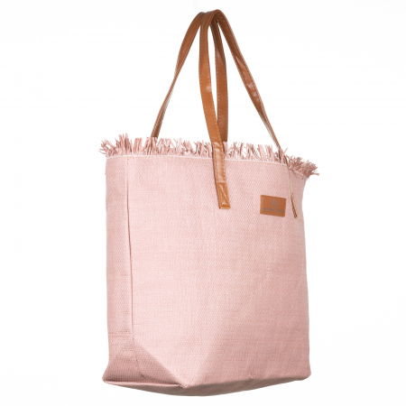 Geanta impletita cu franjuri in partea de sus, roz pudra [1]