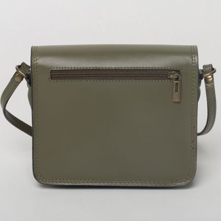 Geanta crossbody kaki din piele naturala, tip postas [1]