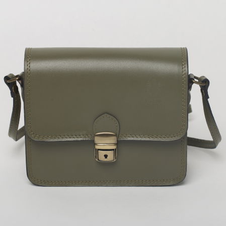 Genți din Piele Naturală - Geanta crossbody kaki din piele naturala, tip postas