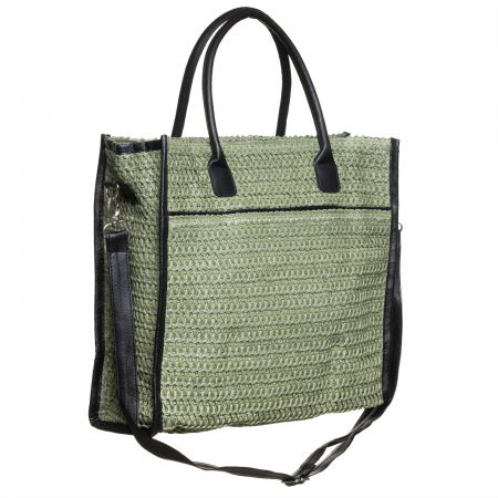 Geanta verde impletita cu bareta de umar si margini din piele ecologica [1]