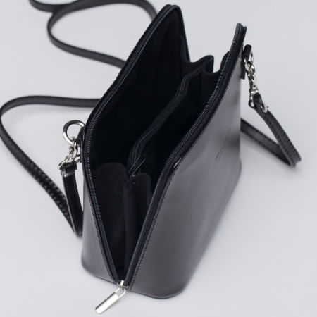 Geanta crossbody, neagra, din piele naturala [2]