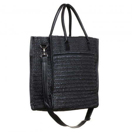 Geanta neagra impletita cu bareta de umar si margini din piele ecologica [1]