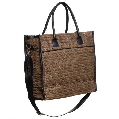 Geanta maron impletita cu bareta de umar si margini din piele ecologica [1]