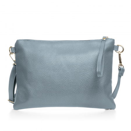 Genți din Piele Naturală - Geanta plic crossbody bleu, din piele naturala
