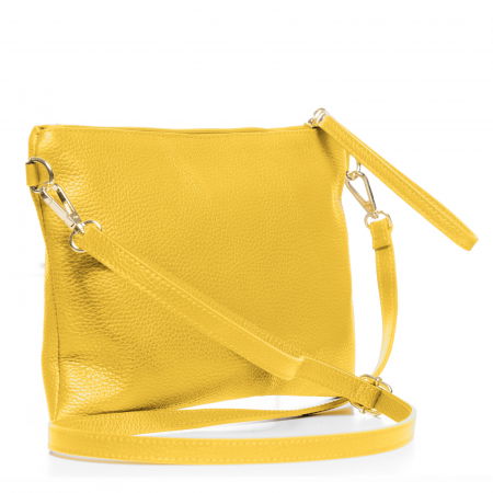 Geanta plic crossbody galbena, din piele naturala [1]