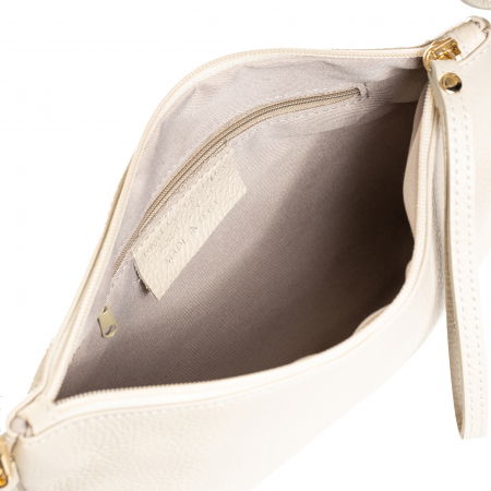 Geanta plic crossbody alb ivory, din piele naturala [3]