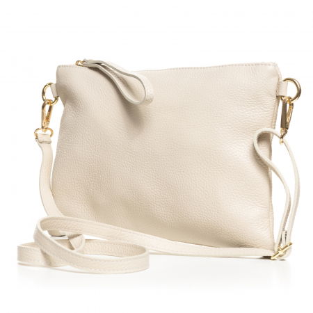 Geanta plic crossbody alb ivory, din piele naturala [1]
