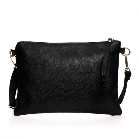 Genți - Geanta plic crossbody neagra, din piele naturala