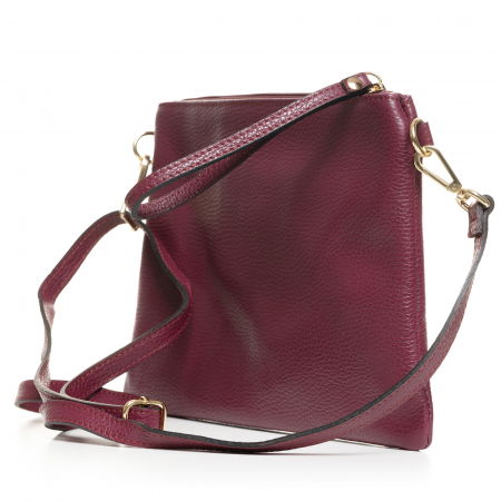 Geanta plic crossbody bordo, din piele naturala [2]