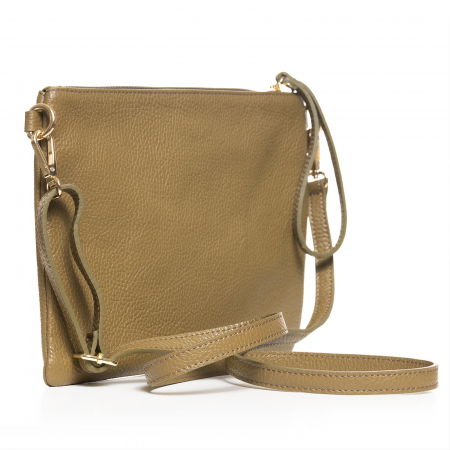 Geanta plic crossbody verde oliv, din piele naturala [2]