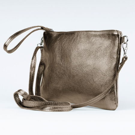 Geanta plic crossbody auriu inchis, din piele naturala [2]