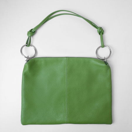 Geanta plic mare cu inele mari arginti  si doua barete, din piele naturala verde oliv [1]