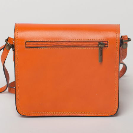 Geanta crossbody portocalie din piele naturala, tip postas [1]