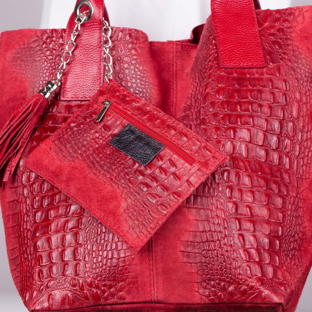 Geanta shopper rosie din piele intoarsa naturala [1]