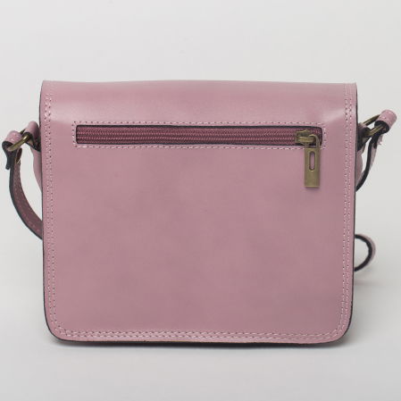 Geanta crossbody roz prafuit din piele naturala, tip postas [1]