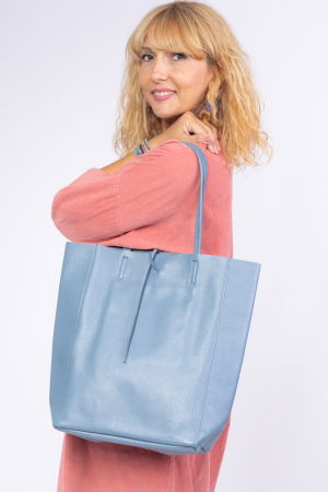 Geanta shopper albastru jeans din piele naturala [1]