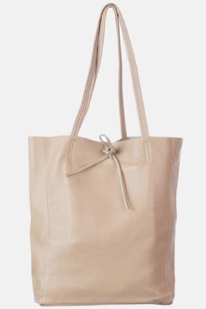 Genți din Piele Naturală - Geanta shopper bej din piele naturala