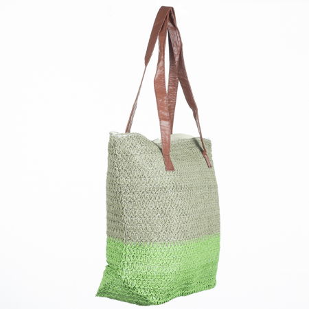 Geanta shopper bicolora impletita, verde si kaki [1]