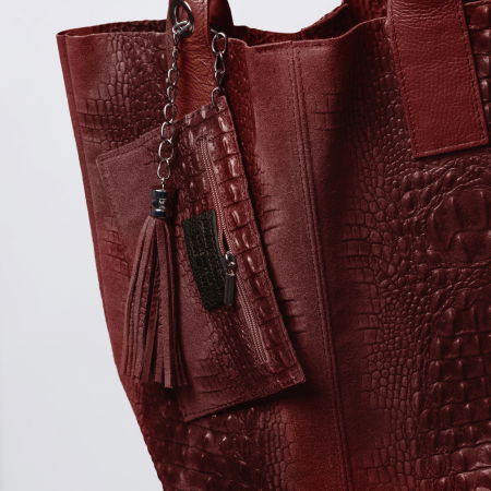 Geanta shopper bordo din piele intoarsa naturala [2]