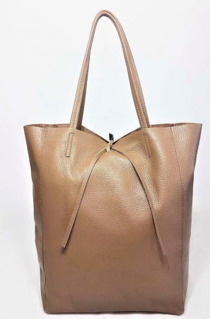 Geanta shopper camel din piele naturala