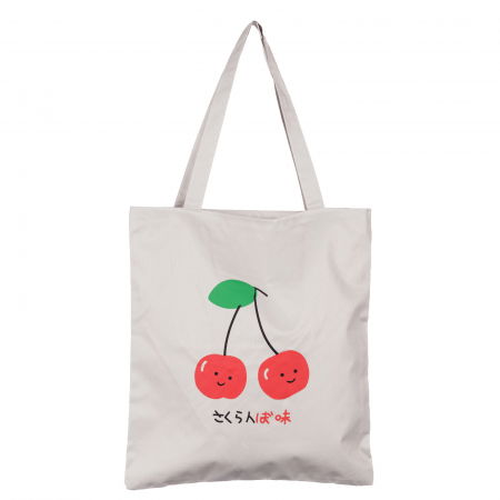 Genți din Material Textil - Geanta shopper din material textil, cu imprimeu cirese