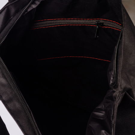 Geanta shopper neagra din material textil, cu imprimeu grafic bicicleta [1]