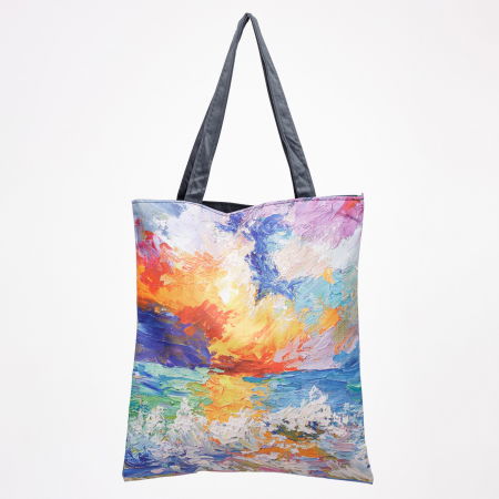 Genți - Geanta shopper din material textil, imprimata cu reproducere dupa o pictura multicolora