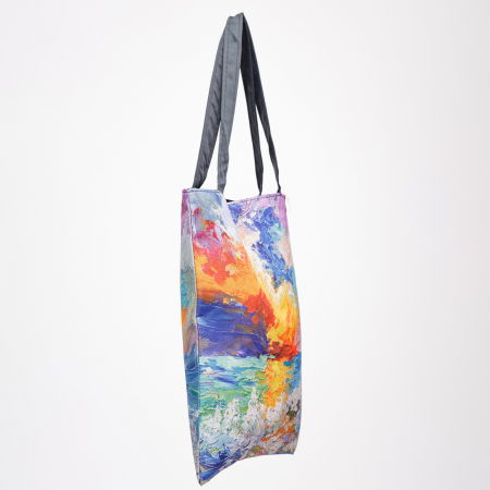 Geanta shopper din material textil, imprimata cu reproducere dupa o pictura multicolora [1]
