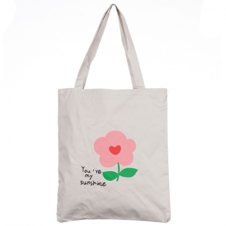 Geanta shopper din material textil, cu imprimeu floare si mesaj  You're my sunshine Genți din Material Textil - Geanta shopper din material textil, cu imprimeu floare si mesaj  You're my sunshine