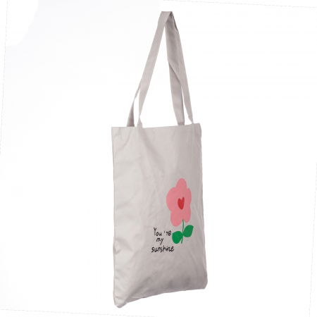 Geanta shopper din material textil, cu imprimeu floare si mesaj  You're my sunshine [1]