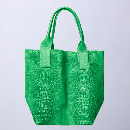 Geanta shopper din piele intoarsa naturala, verde smarald [1]