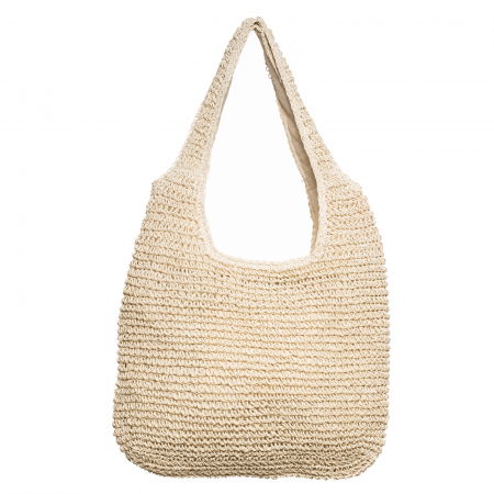 Genti Impletite - Geanta shopper impletita cu manere late, bej deschis