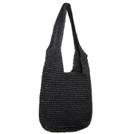 Geanta shopper impletita cu manere late, neagra [1]