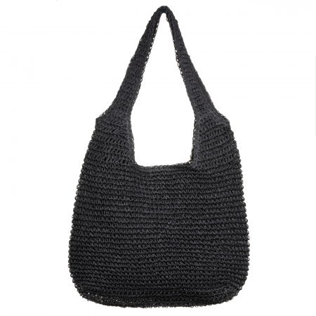 Genti Impletite - Geanta shopper impletita cu manere late, neagra