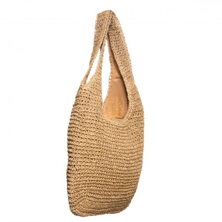 Geanta shopper impletita cu manere late, bej inchis [1]