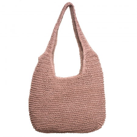 Geanta shopper impletita cu manere late, roz prafuit