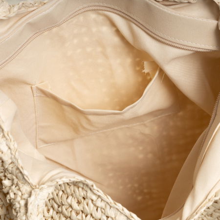 Geanta shopper impletita cu manere si bareta de umar din acelasi material, bej deschis [2]