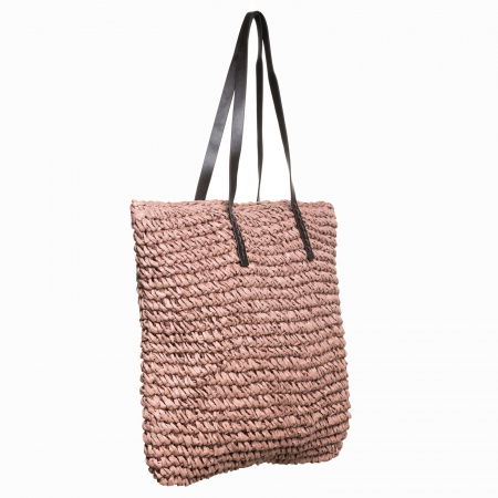 Geanta shopper impletita cu ochiuri mari si manere din piele ecologica, roz prafuit [1]