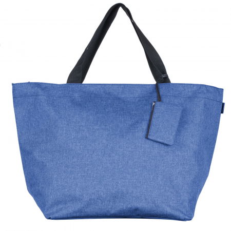 Cumpara impreuna cu discount - Geanta shopper multifunctionala medie din material textil panzat, albastru pastel