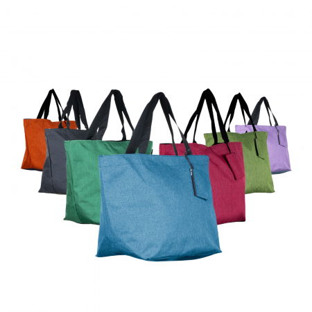 Genți din Material Textil - Geanta shopper multifunctionala medie din material textil panzat, diverse culori - Cadou