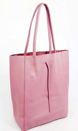 Genți de Damă - Geanta shopper roz inchis din piele naturala