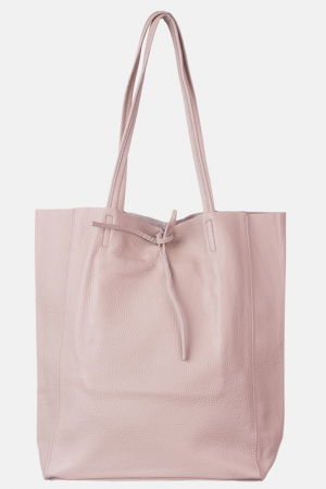 Genți din Piele Naturală - Geanta shopper roz prafuit din piele naturala