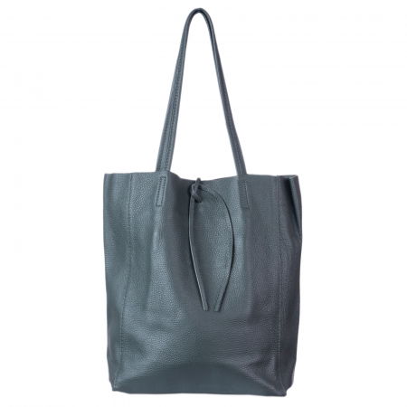 Geanta shopper verde inchis, din piele naturala [1]