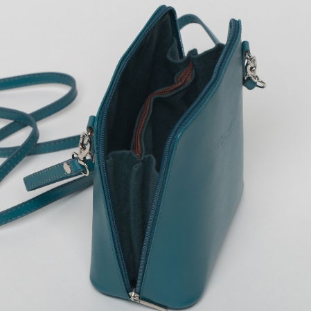 Geanta crossbody, turcoaz, din piele naturala [2]