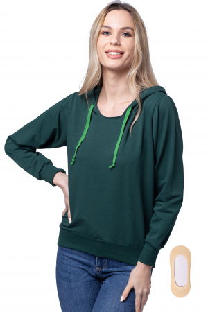 Hanorac cu gluga, din bumbac, verde [3]