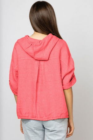 Hanorac corai din in cu fermoar metalic si gluga [2]