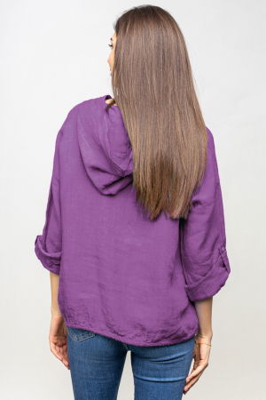 Hanorac mov din in cu buzunar marsupiu si gluga [2]