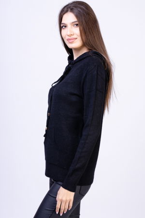 Hanorac-pulover cu gluga si buzunar marsupiu, negru [1]