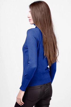 Helanca masura mai mare, din tricotaj cu guler inalt, albastru royal [2]