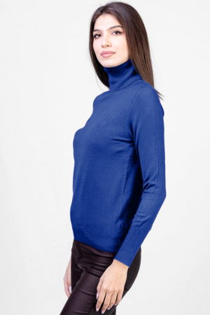 Helanca masura mai mare, din tricotaj cu guler inalt, albastru royal [1]